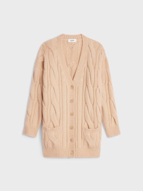 CELINE cable-knit long cardigan in cashmere and silk