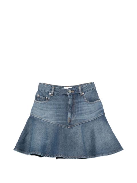 GANNI flared denim mini skirt