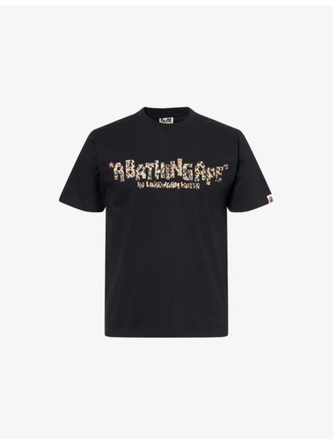 A BATHING APE® Wild Leopard Logo-Print Cotton-Jersey T-Shirt