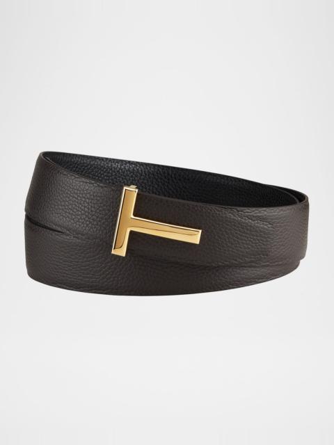 TOM FORD Men's Signature T Leather Belt