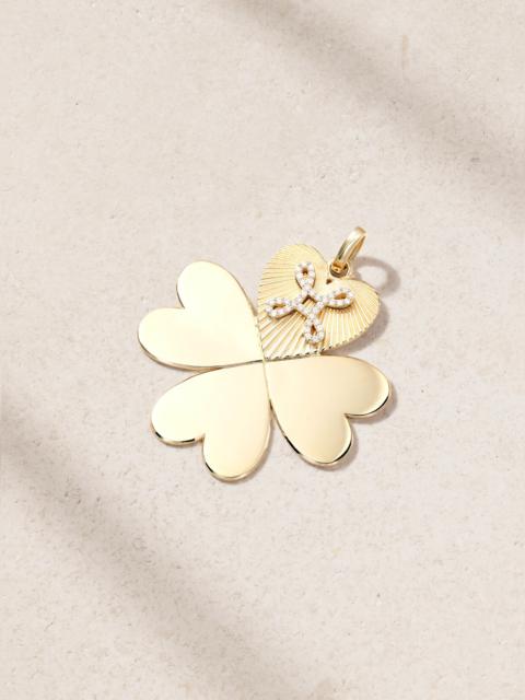 FOUNDRAE Four Heart Clover 18-karat Gold Diamond Pendant