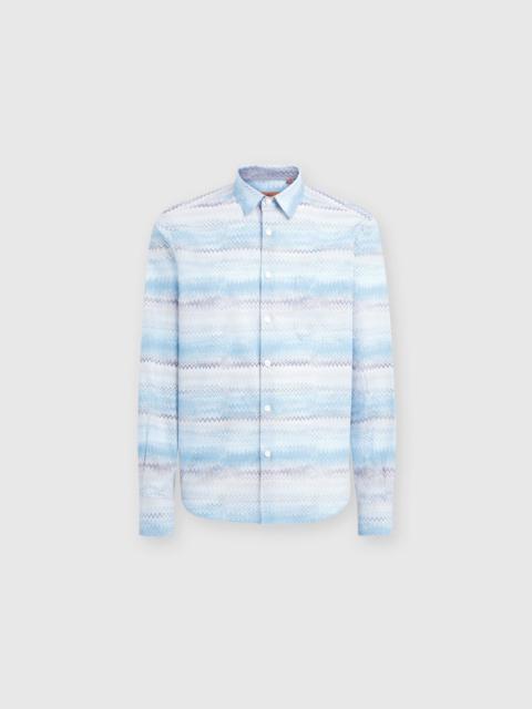 Zigzag print cotton poplin shirt