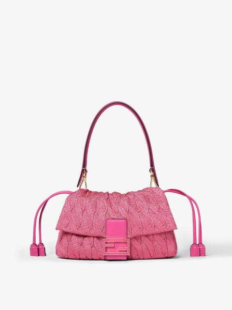 FENDI Mamma Baguette Medium Fuchsia cable-knit bag