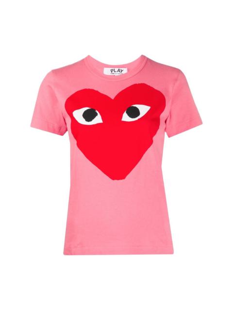 heart print round neck T-shirt