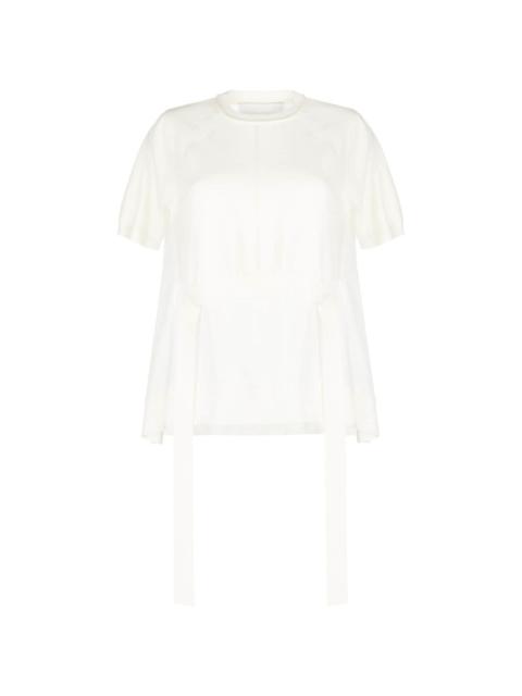 semi-sheer panelled knitted top