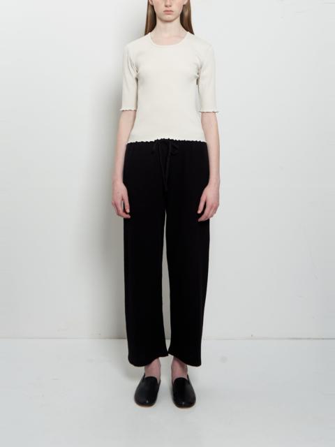 LAUREN MANOOGIAN Crepe Cotton Linen Capri Pants — Black