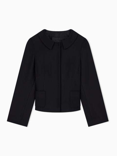 EMPORIO ARMANI BLAZER IN WOOL BLEND WITH METALLIC STUDS AND ROUNDED COLLAR