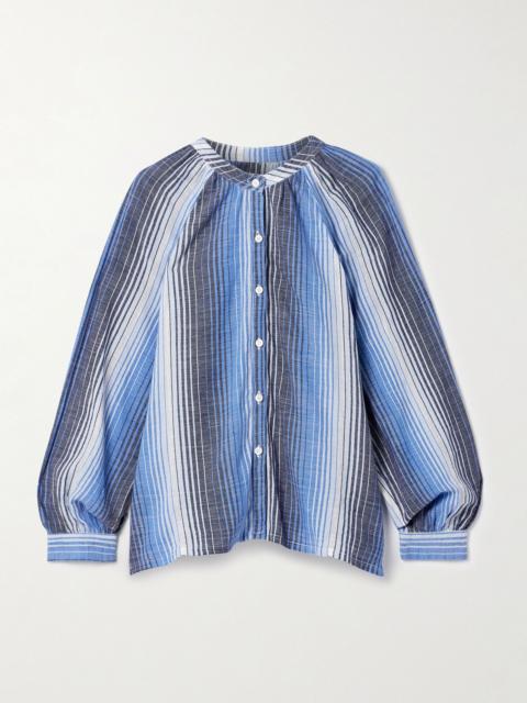 lemlem Mita striped cotton-gauze blouse Bright blue