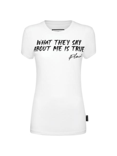 Sexy Pure slogan-embossed cotton T-shirt