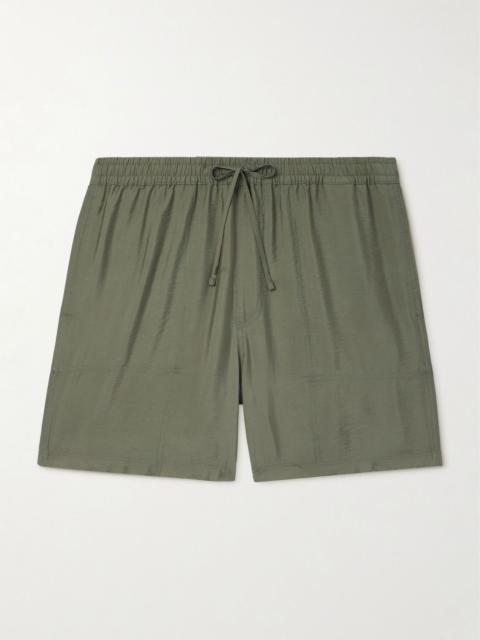 NN07 Ryder 5971 Straight-Leg Crinkled TENCEL™ Modal-Blend Drawstring Shorts Green