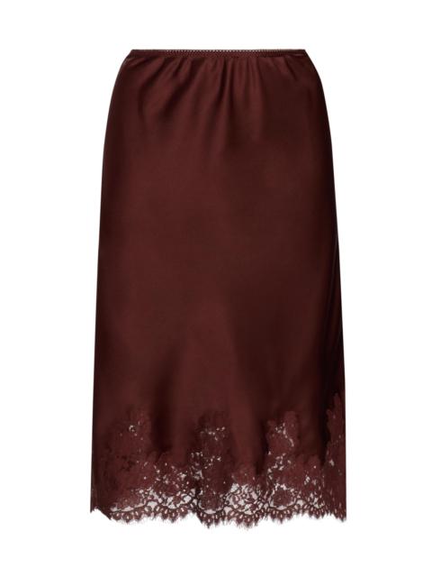 DÔEN Women's Elowette Silk & Lace Midi-Skirt - Cafe Brun