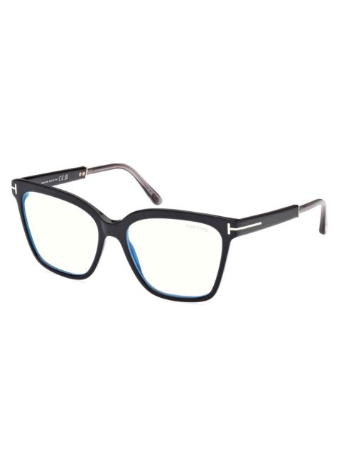 TOM FORD Women's 56MM Square Blue Block Glasses - Black
