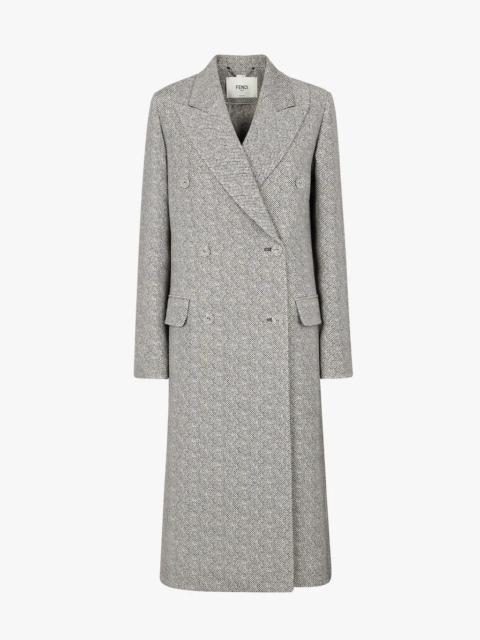 FENDI Gray printed wool coat