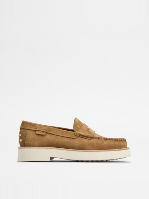 Tod's LOAFERS IN SUEDE - BROWN