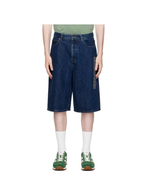 Alexander Wang Blue Low Rise Flasher Detail Denim Board Shorts