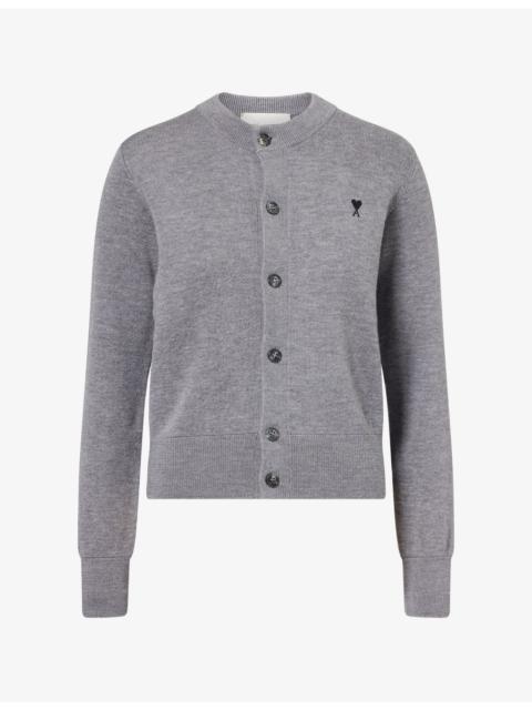 AMI Paris Ami de Coeur Crew Neck Wool Knit Cardigan