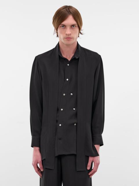 SETCHU Black Silk Kimono Button-Up Shirt