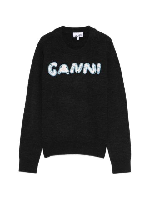 GANNI crochet-appliqué sweater