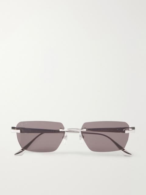 Cartier Motif de Cartier Square-Frame Silver-Tone Titanium Sunglasses Silver