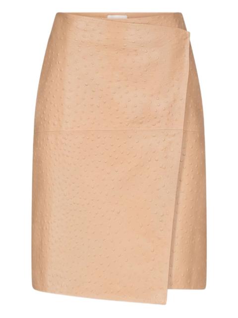 Loulou de Saison Gora ostrich-effect wrap midi skirt