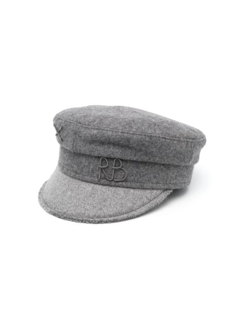 embroidered-logo baker boy cap