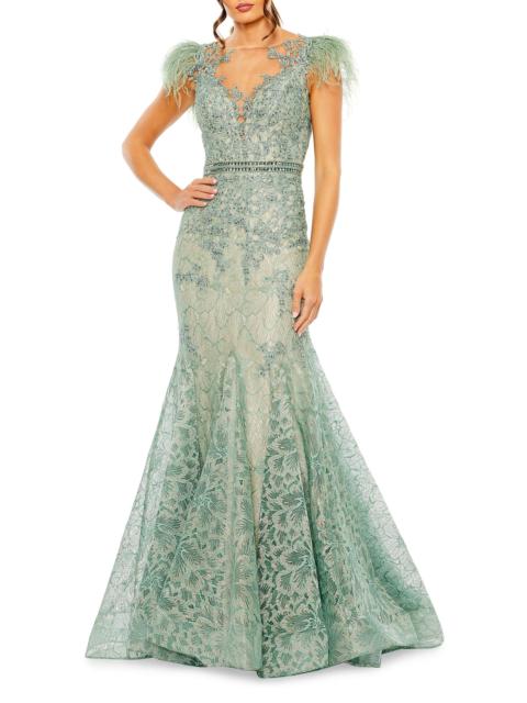 MAC DUGGAL Women's Embellished Lace Trumpet Gown - Sage