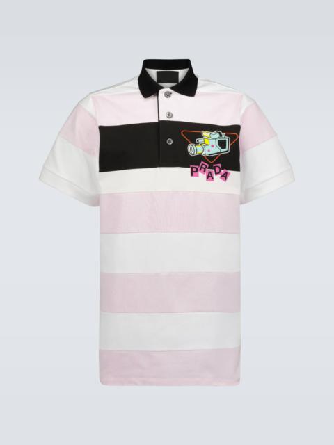 Prada 카메라 인쇄 스트립 polo 셔츠