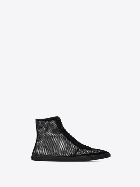 SAINT LAURENT you mid-top sneakers in mesh and leather