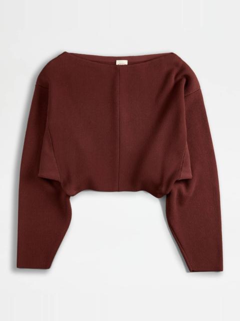 Tod's BAT SLEEVE JUMPER - BROWN