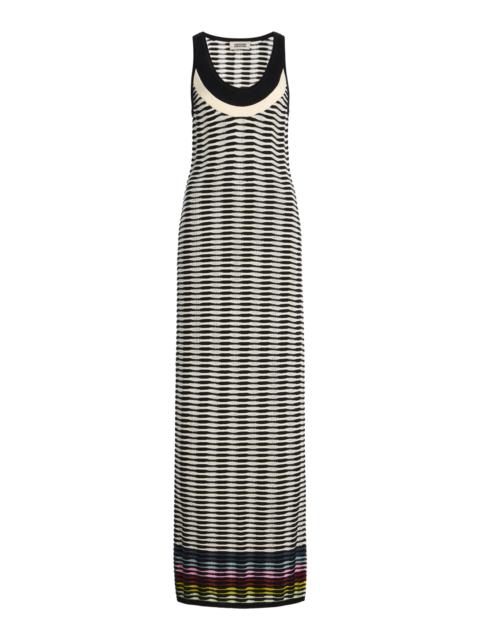 CHRISTOPHER JOHN ROGERS Wave Knit Cotton Maxi Tank Dress black/white
