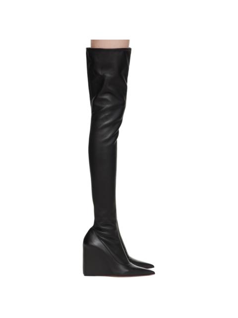 Amina Muaddi Black Nappa Leather Danielle Tall Boots
