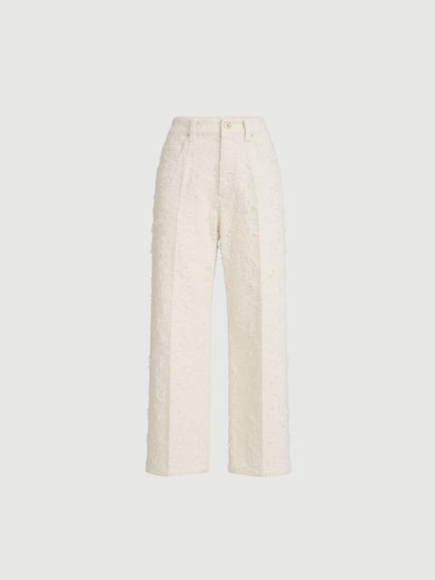 Brunello Cucinelli Fuzzy dyed denim contemporary square trousers with monili