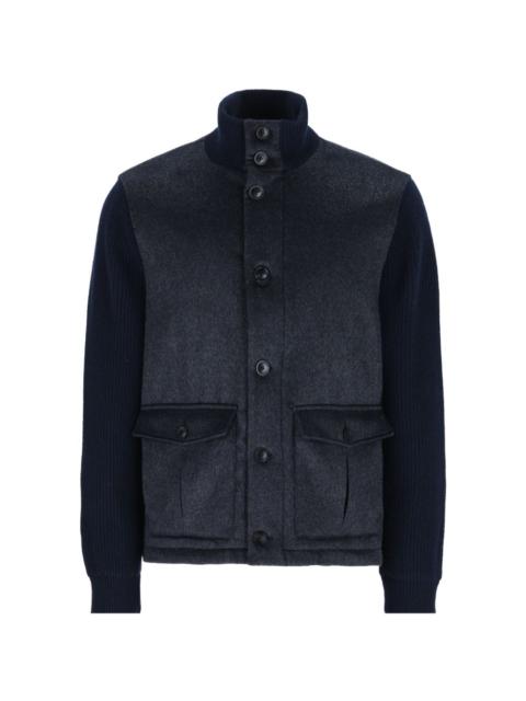 Herno knitted-sleeve button-up jacket