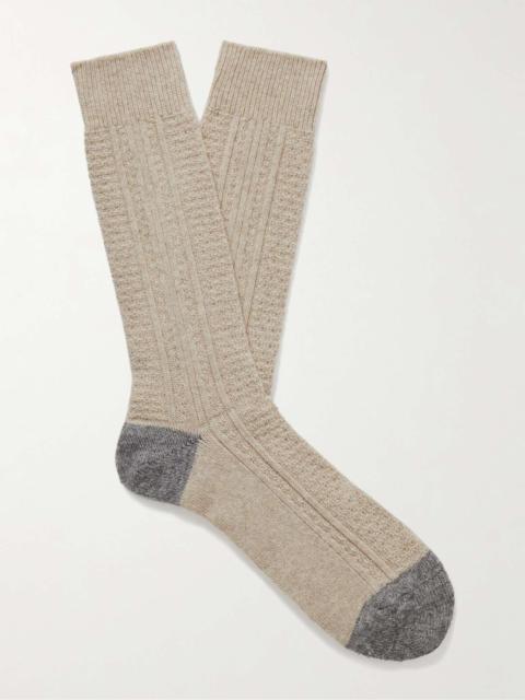 ANONYMOUSISM Two-Tone Wool-Blend Socks