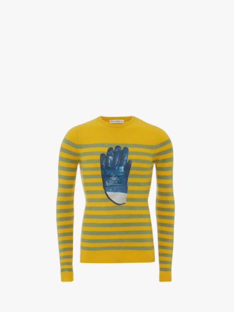 JW Anderson STRIPED GLOVE CREWNECK JUMPER
