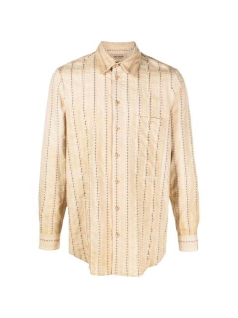 UMA WANG Tab striped cotton shirt