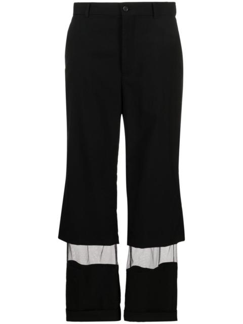 Noir Kei Ninomiya tulle-panel cropped wool trousers