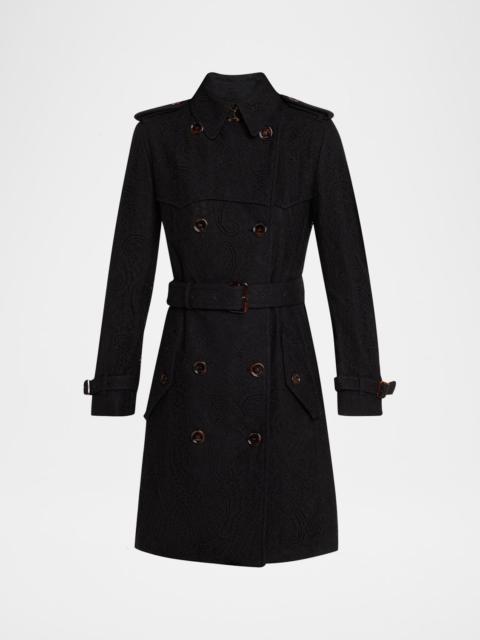 Burberry Foxfield Lace Double-Breasted Short Trench Jacket