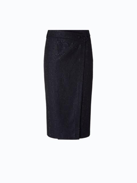 PINKO FULLY RHINESTONED CALF-LENGTH WRAP SKIRT