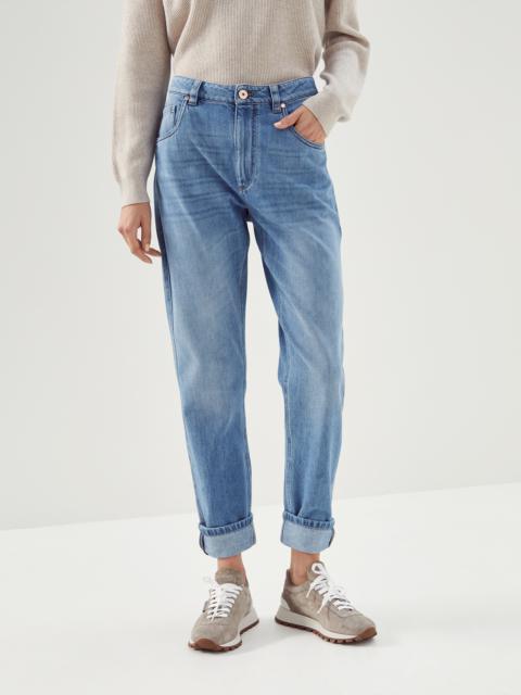 Brunello Cucinelli Soft denim straight trousers with shiny selvedge