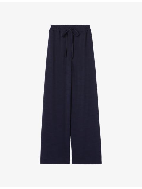 Claudie Pierlot Wide-Leg Drawstring-Waist Lyocell-Blend Trousers