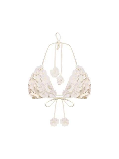 PatBO Women's Sunstone Flower Appliqué Bikini Top - Off White