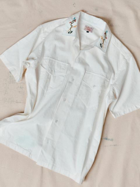 Drake's Mayumi Y. for Drake’s Embroidered Cotton-Linen Camp Collar Short Sleeve Shirt