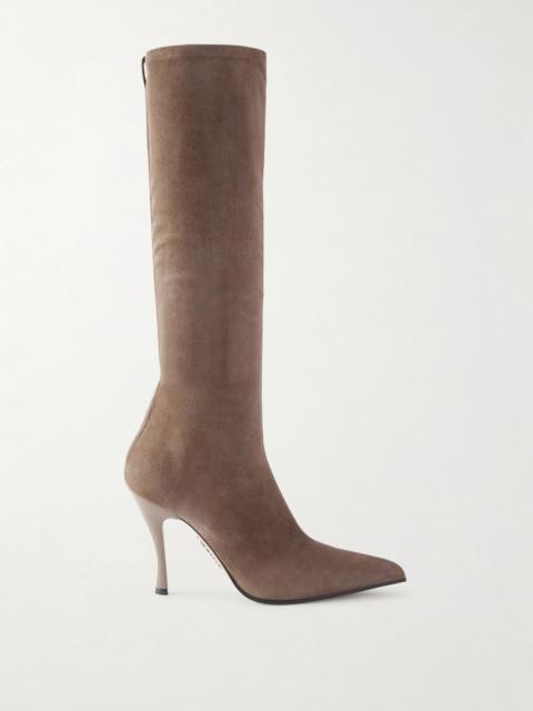 Loewe Comic Embellished Stretch-leather And Suede Knee Boots