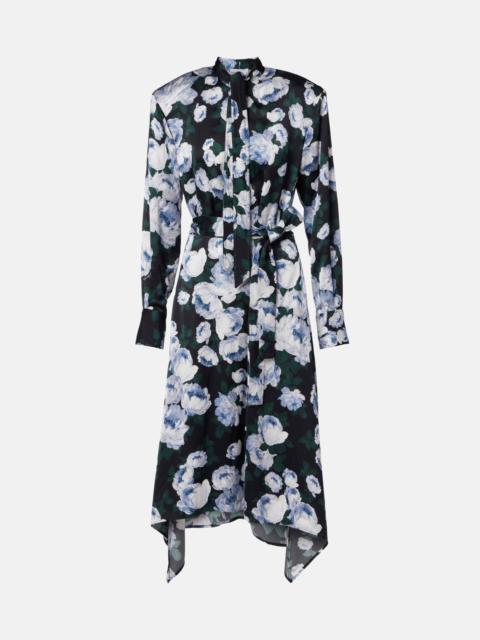 Stella McCartney Floral tie-neck satin midi dress