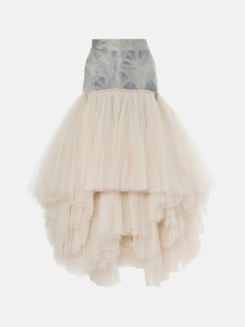 MATICEVSKI Graceful denim and tulle maxi skirt