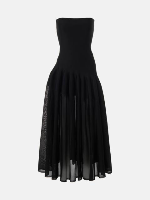Alaïa Pleated strapless gown