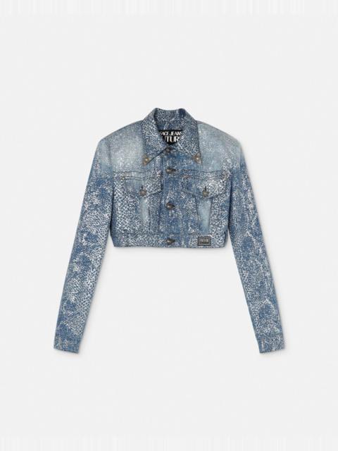 Glitter Animalier Crop Denim Jacket