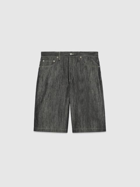 GUCCI Denim shorts with jacquard detail