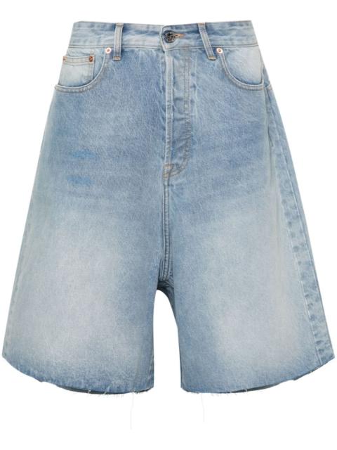 mid-rise wide-leg denim shorts